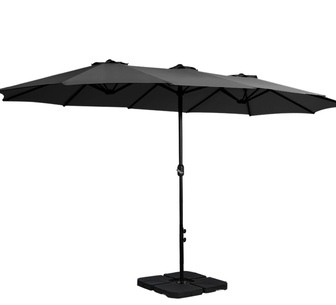 Aarush 4.57m Black Umbrella w/ Base Stand Beach Pole Tilt