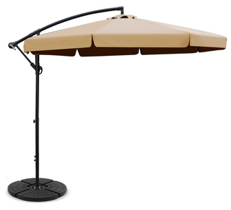 Aarush 3m Beige Outdoor Cantilever Umbrella w/ Base