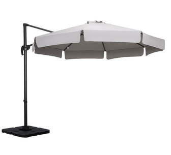 Aarush 3m 360 Degree Tilt Grey Outdoor Umbrella w/ Base