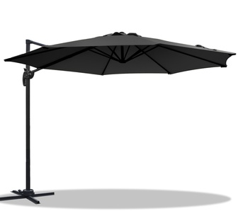 Aarush 3m 360 Degree Tilt Black Outdoor Cantilever Umbrella