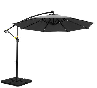 Aarush 3m LED Charcoal Outdoor Umbrella Cantilever BeachBase