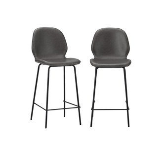 Set of 2 Abrie Grey PU Bar Stools