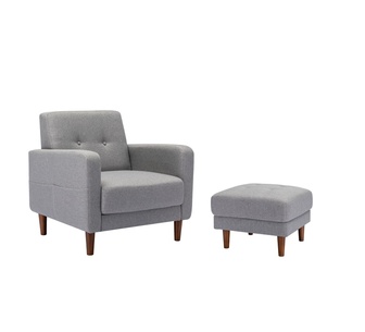 Set of 2 Ada Light Grey Armchair & Ottoman