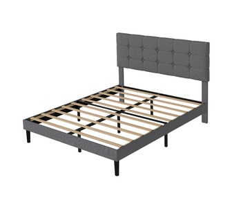 Adelim Double Dark Grey Bedframe with Sturdy Mattress Base