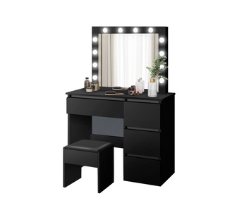 Adeel Black Dressing Table Set with LED