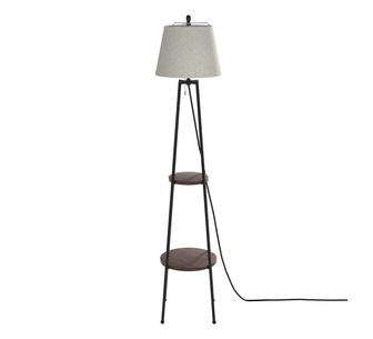 AeroBeam 2 Tier Black Walnut LED Floor Lamp