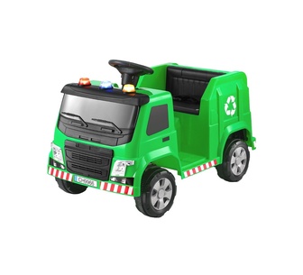 Aeris 12V Kids Green Ride-On Police Garbage Truck