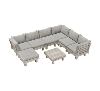 Aespa 8 Piece Beige Outdoor Lounge w/ Table Setting