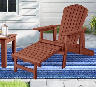 Afra Brown Outdoor Adirondack Chair with Ottoman