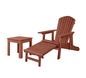 Afra 2 Piece Brown Outdoor Adirondack Chair Set with Ottoman