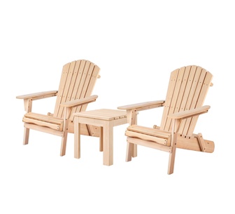 Afra 3 Piece Wood Outdoor Adirondack Chair Set