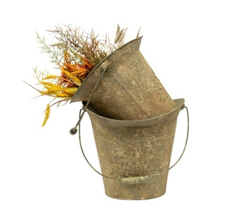 Set of 2 Agno Rust Metal Nested Decoration Buckets Planter
