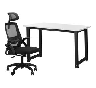 Aila Home Office Desk and Chair Package Black/White