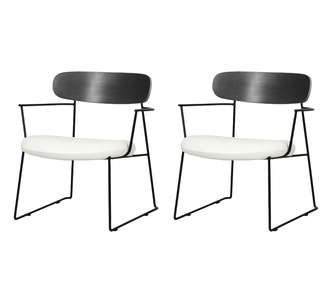 Set of 2 Aina White Dining Chair Black Backrest