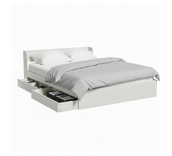 Valtor Double White Bed Frame with Drawers and Charging Port