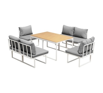 Airdrie 6 Seater Grey White Outdoor Dining Set