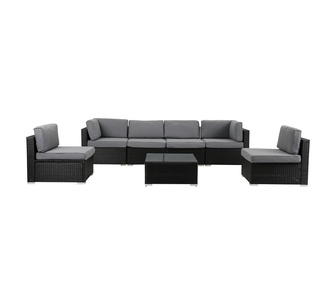 Alavine 7 Piece Black Outdoor Sofa Set