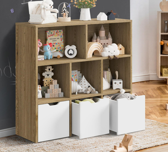 Albie Kids Bookcase With Storage Boxes Natural/White