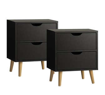 Alden Set of 2 Bedside Tables Black