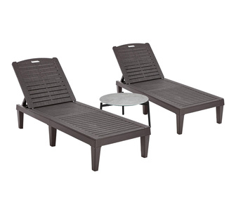Set of 2 Zaldy Brown Adjustable Outdoor Sun Lounge with Grey
