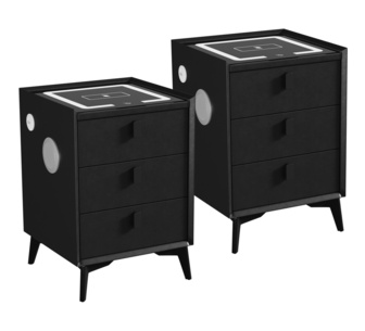 Alliya Set of 2 Bedside Tables Black