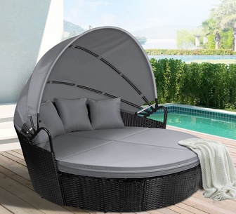 Allura Black PE Wicker Outdoor Sun Lounge Set