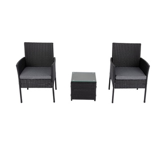 Alnico 3 Piece Black Outdoor Wicker Bistro Set