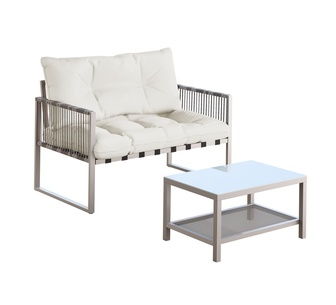 Alrich 2 Piece Beige PE Wicker Outdoor Bistro Set