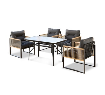 Alrich 120cm 5 Piece Dark Grey Wicker Outdoor Dining Set