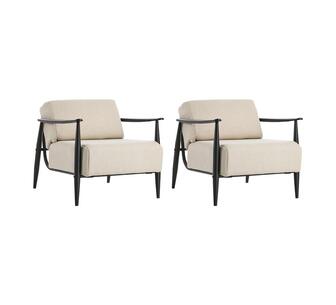 Set of 2 Annette Beige Linen Armchair