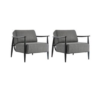 Set of 2 Alvana Grey Linen Armchair