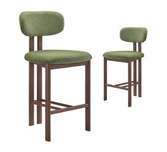 Alyse Set of 2 Olive Walnut Bar Stools