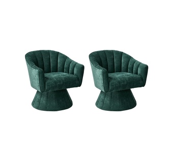 Set of 2 Amani Green Velvet Swivel Armchair