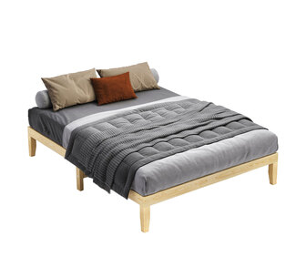 Ambre Double Oak Pine Wood Bed Base