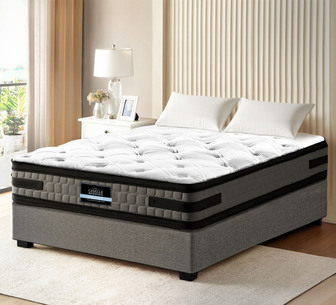 Amber King Single Grey Gas lift Bed Base w/ Mattress Set
