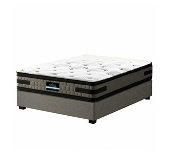 Amber King Single Grey Gas lift Bed Base w/ Mattress Set