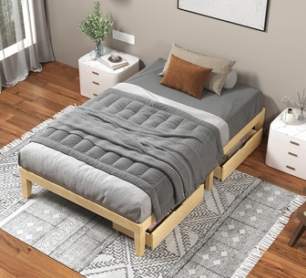 Ambre King Single Oak Pine Wood Bed Base