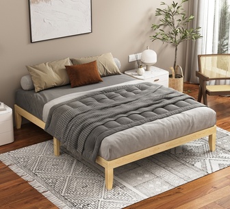Ambre Queen Oak Pine Wood Bed Base