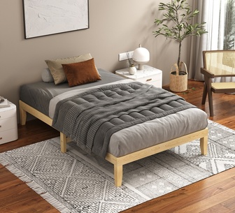 Ambre Single Oak Pine Wood Bed Base