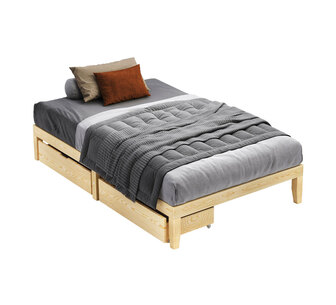 Ambre Single Oak Pine Wood Bed Base