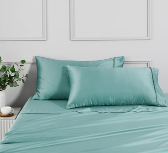 Set of 2 Dreamaker King Blue Green Matte Satin Pillowcase