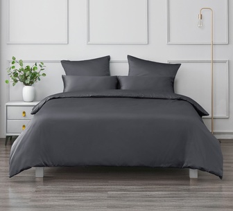 Dreamaker Double Charcoal Matte Satin Quilt Set