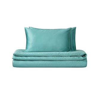 Dreamaker Queen Blue Green Matte Satin Quilt Set