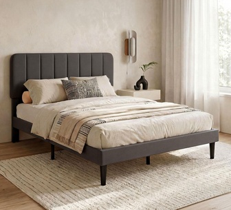 Amian Double Grey Bedframe with Adjustable Headboard