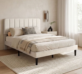 Amian Double White Bedframe with Adjustable Headboard
