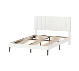 Amian Double White Bedframe with Adjustable Headboard