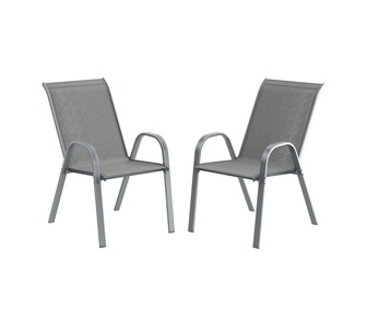 Set of 2 Andrada Grey Stackable Outdoor Dining Chairs