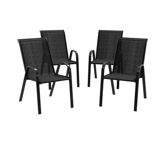 Set of 4 Andrada Black Stackable Outdoor Dining Chairs