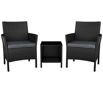 Anda 3 Piece Black Outdoor Bistro Set