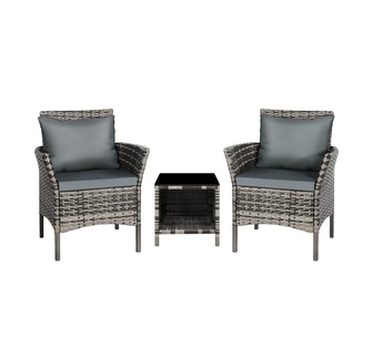Anda 3 Piece Mixed Grey Outdoor Bistro Set with Cushion